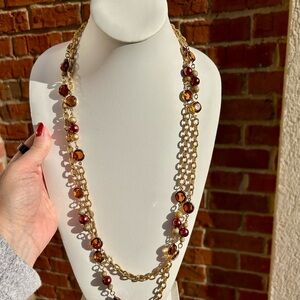 Elegant Gold and Brown KJL Beaded Necklace